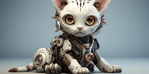 Robot cat on a light background