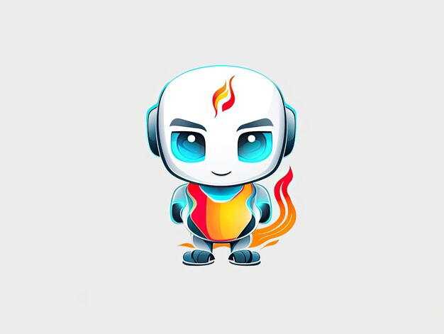 Photo robot chatbot ai bot cartoon logo badge design symbol cartoon flat style illustration generative aixa