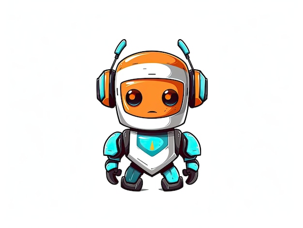 Robot chatbot AI bot cartoon logo badge design symbol cartoon flat style illustration Generative AIxA