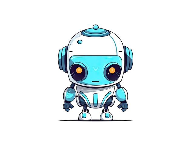 写真 ロボット チャットボット ai ボット漫画のロゴ バッジ デザイン シンボル漫画フラット スタイルの図生成 aixa