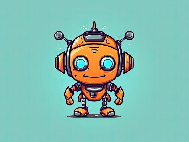 Photo robot chatbot ai bot cartoon logo badge design symbol cartoon flat style illustration generative aixa