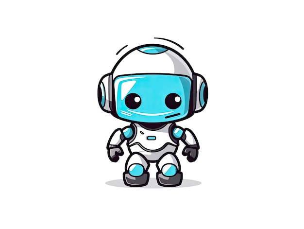 Robot chatbot AI bot cartoon logo badge design symbol cartoon flat style illustration Generative AIxA