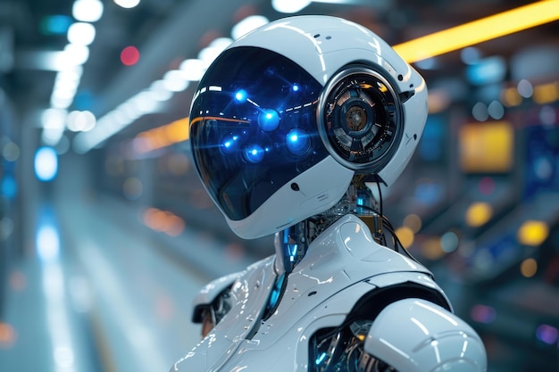 Робот общается с искусственным интеллектом Глубокое обучение Цифровая трансформация