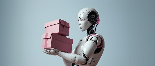 Фото Робот-курьер как символ технологического прогресса и инноваций доставляет посылки