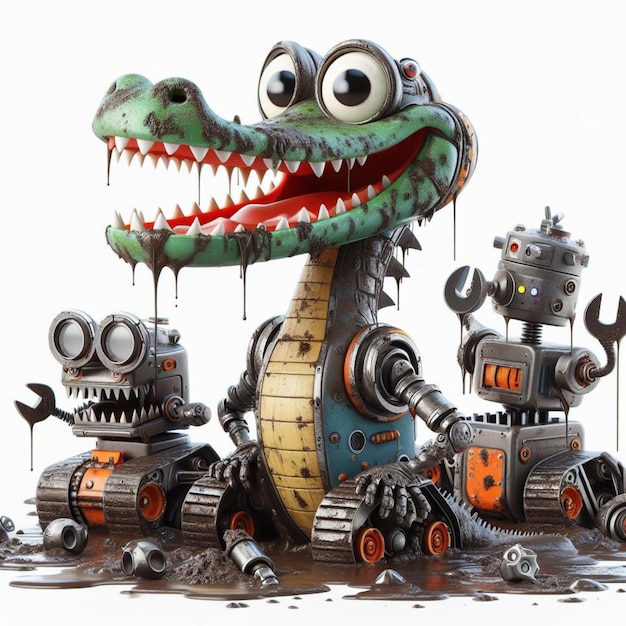 robot crocodile repair man