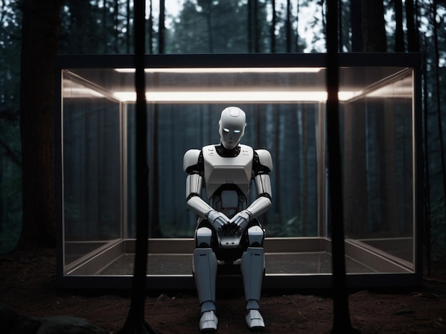 robot in the dark forest