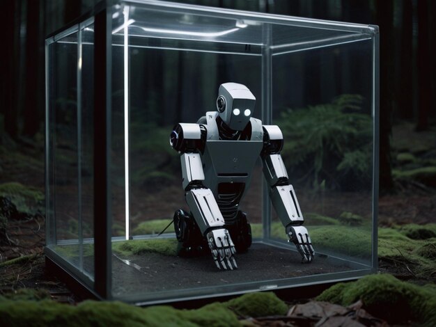 robot in the dark forest