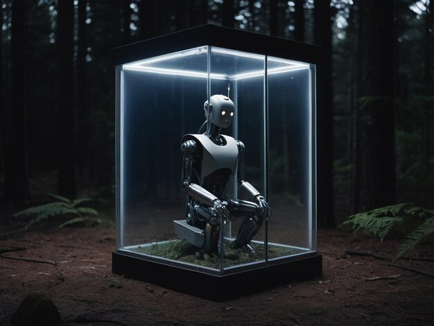 robot in the dark forest