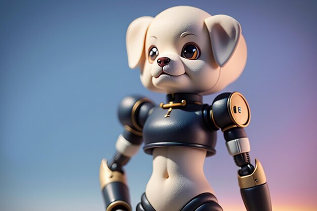 Robot dog AI intelligent robot wallpaper background illustration electronic pet new technology