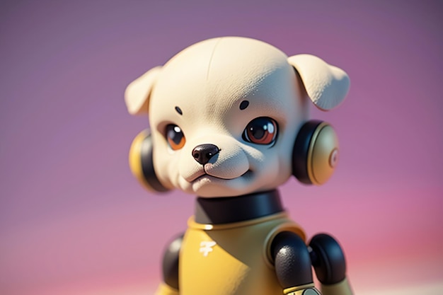 Robot dog AI intelligent robot wallpaper background illustration electronic pet new technology