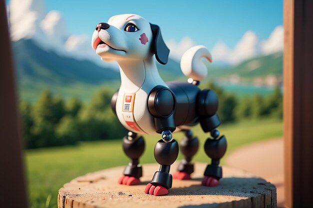 ロボット犬 AI インテリジェント ロボットの壁紙の背景イラスト電子ペットの新技術