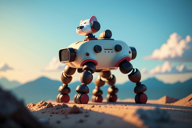 Robot dog AI intelligent robot wallpaper background illustration electronic pet new technology