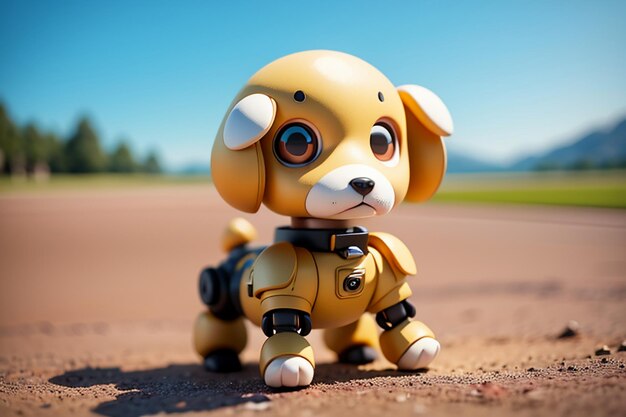 Robot dog AI intelligent robot wallpaper background illustration electronic pet new technology