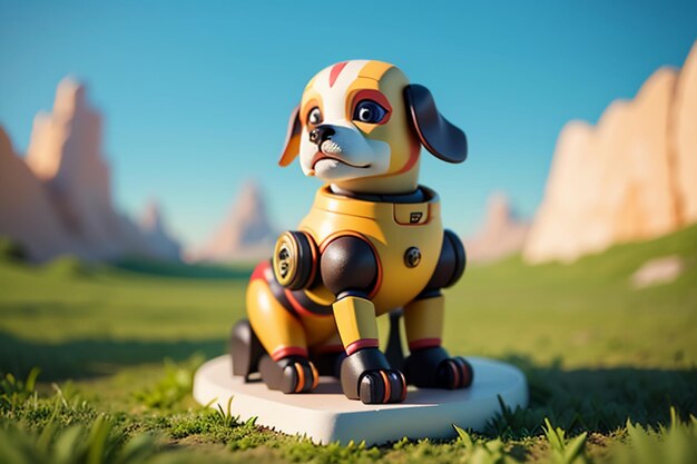 Robot dog AI intelligent robot wallpaper background illustration electronic pet new technology