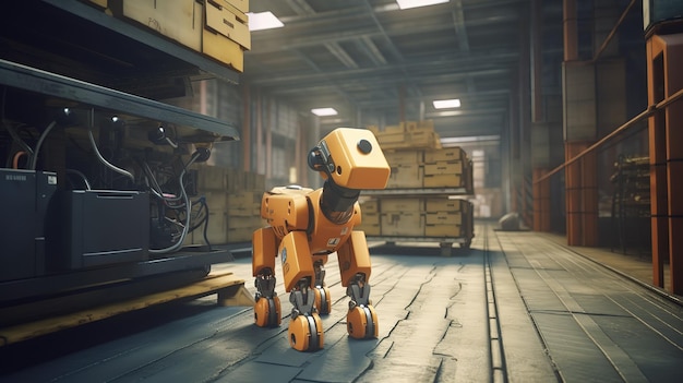 A robot dog is in a robot factoryFuturistic technologies of the future Generative AI