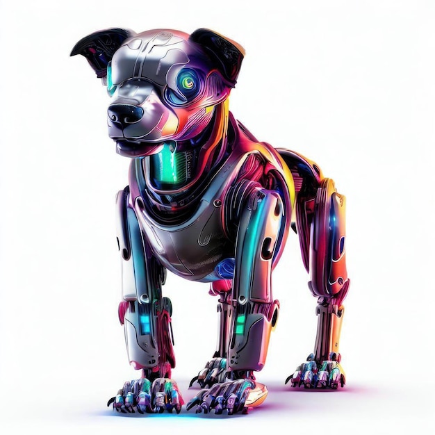 Premium AI Image | A robot dog with a rainbow colored head.