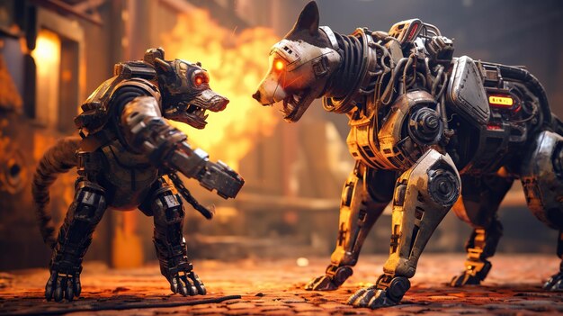 Photo robot dogs fighting