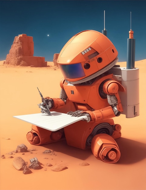 Robot drawing above mars surface