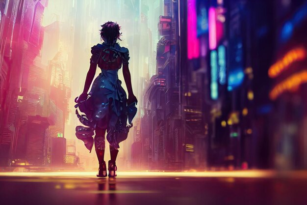 Cyberpunk Girl Gazing Into The Neon Abyss Of Tomorrow Wallpaper,HD