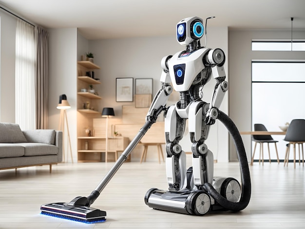 Photo a robot equipped with an electric vacuum feature