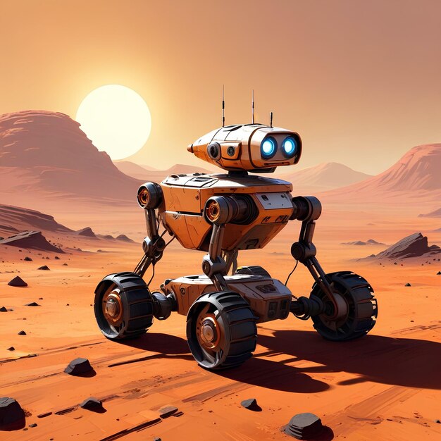 Photo robot exploring the planet mars 10