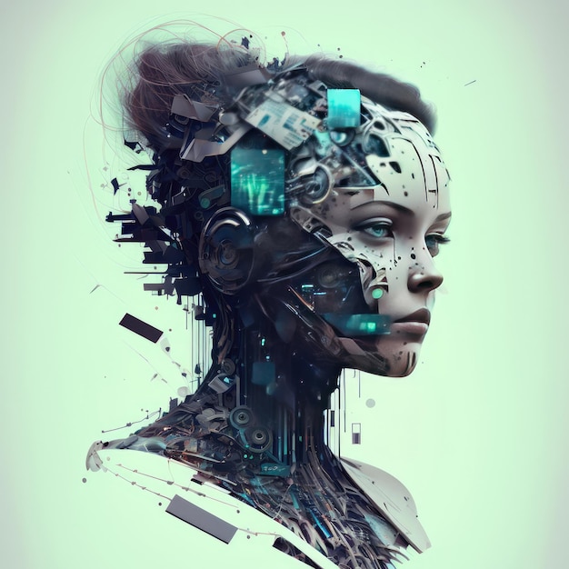 Robot Face Illustration AI Generative