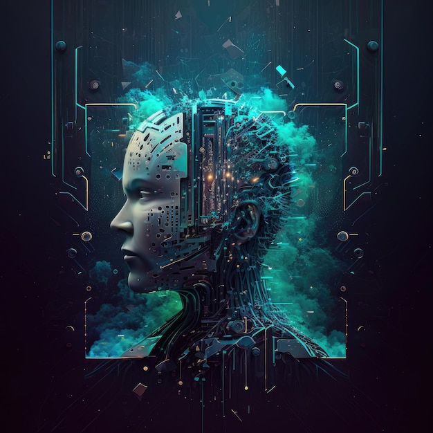 Robot Face Illustration AI Generative