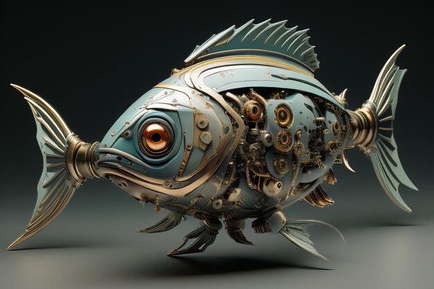 Photo robot fish fake mechanical fish specimen made of diy handmade metal parts exquisite manufacturing