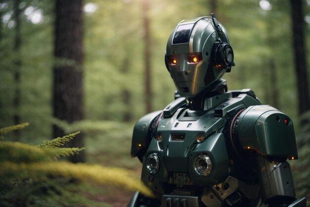 Robot in the forest The concept of science fiction and fantasy