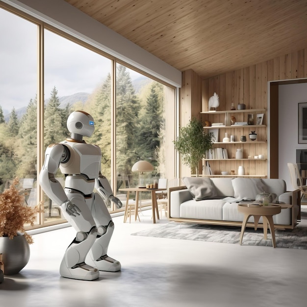 robot in the form of a person in a modern interior