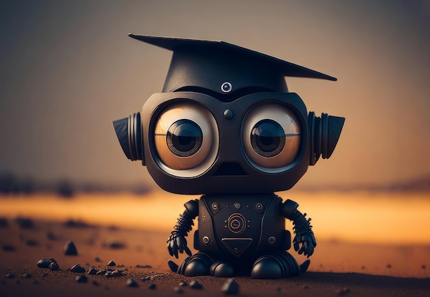 Robot in graduation cap AI