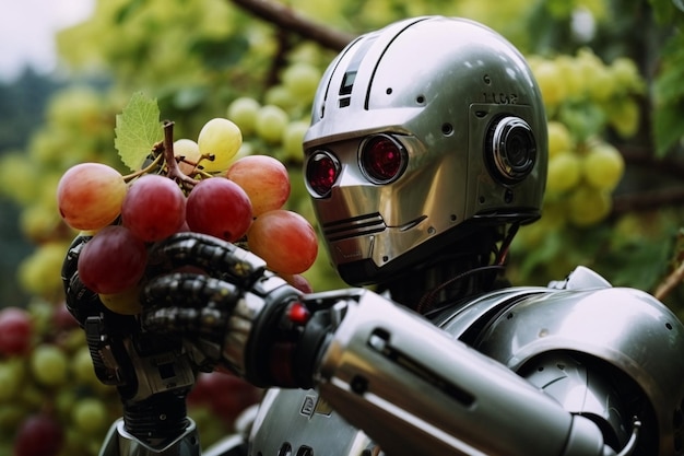 robot and grape