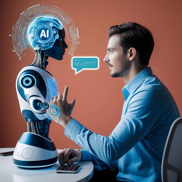 機器人手人工智能 AI 指向單詞 自學 改善發展 解決問題 解決未來技術的任務 AI 電腦模糊編碼背景3D染