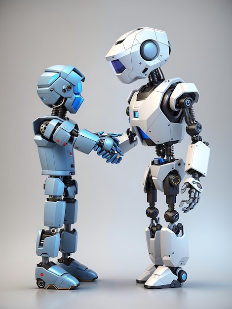 Robot hand finger pointing ai technology background