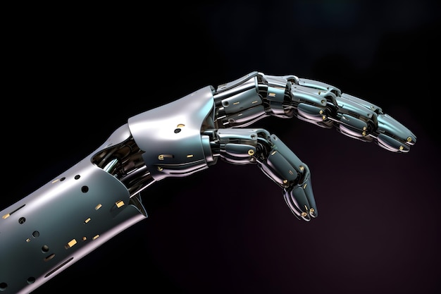 Robot hand isolated AI technology background