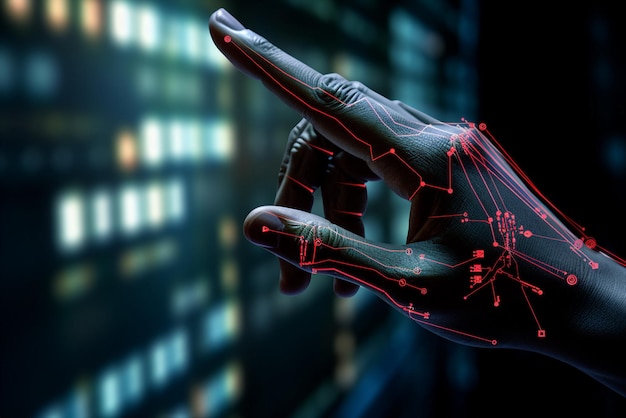 robot hand point to trade chart