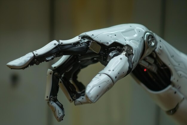 Foto la mano del robot che indica una direzione