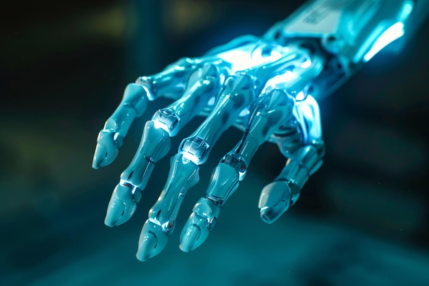 a robot hand with glowing fingers