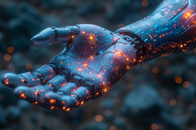 Робот-рука с механическими пальцами 3D-иллюстрация