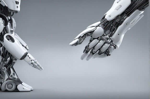 Robot handdruk en futuristische kunstmatige intelligentie met achtergrond afbeelding download