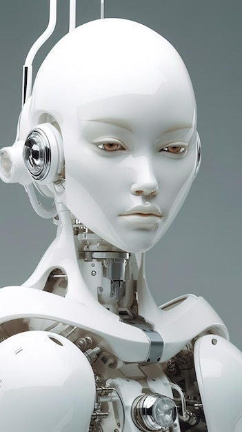 「ロボット」と書かれた顔と目をしたロボットの頭