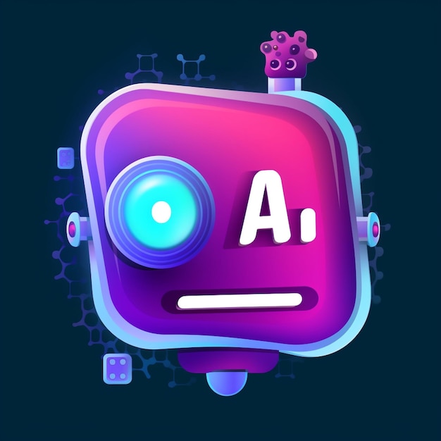 A robot head with a pink face and the word a on it.