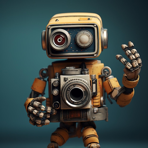 A robot holding camera