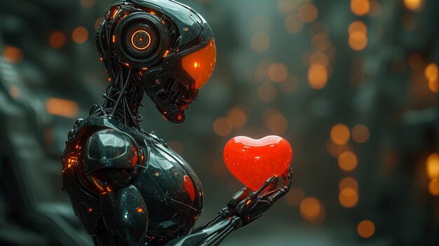 Robot holding a red heart