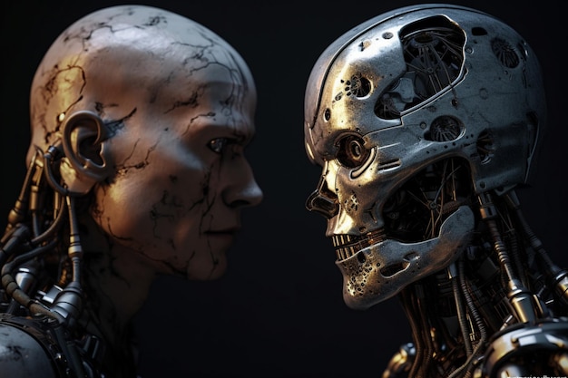 A robot and a human face