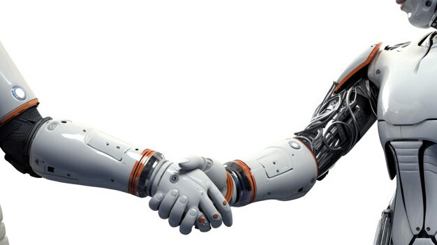 Robot and human handshake future cooperation