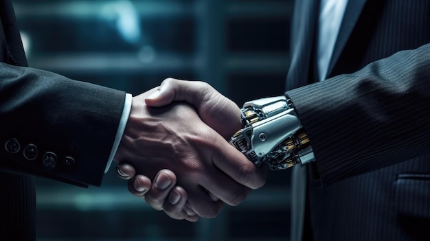 Robot and human handshake future cooperation