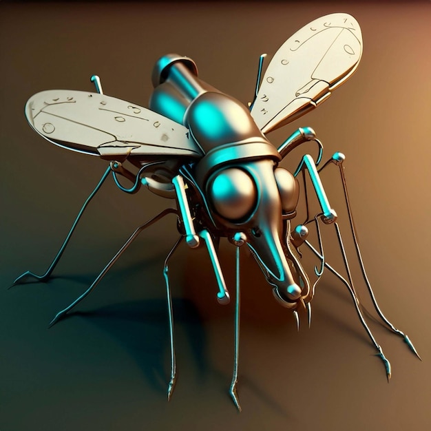 a robot hybrid mosquito insect l made of metal gears and pistons