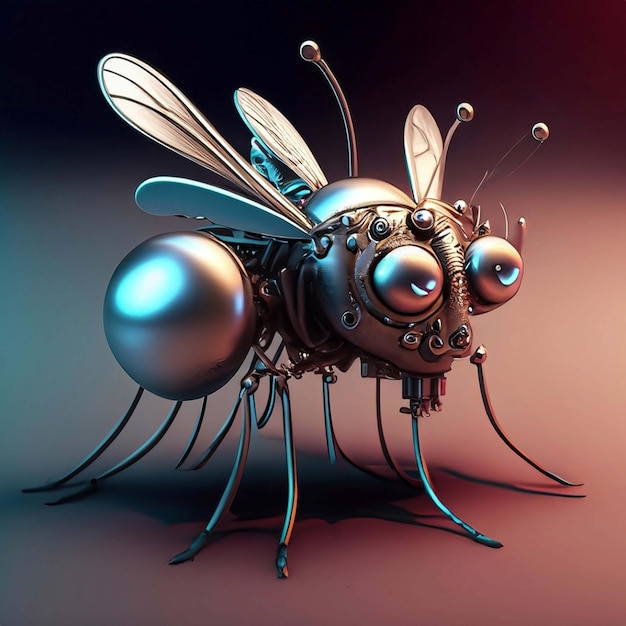 a robot hybrid mosquito insect l made of metal gears and pistons