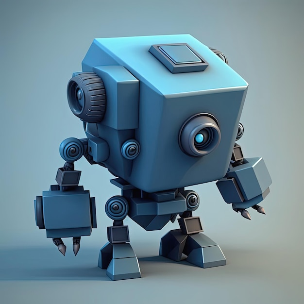 Robot Icon Illustration on Blue Generative AI